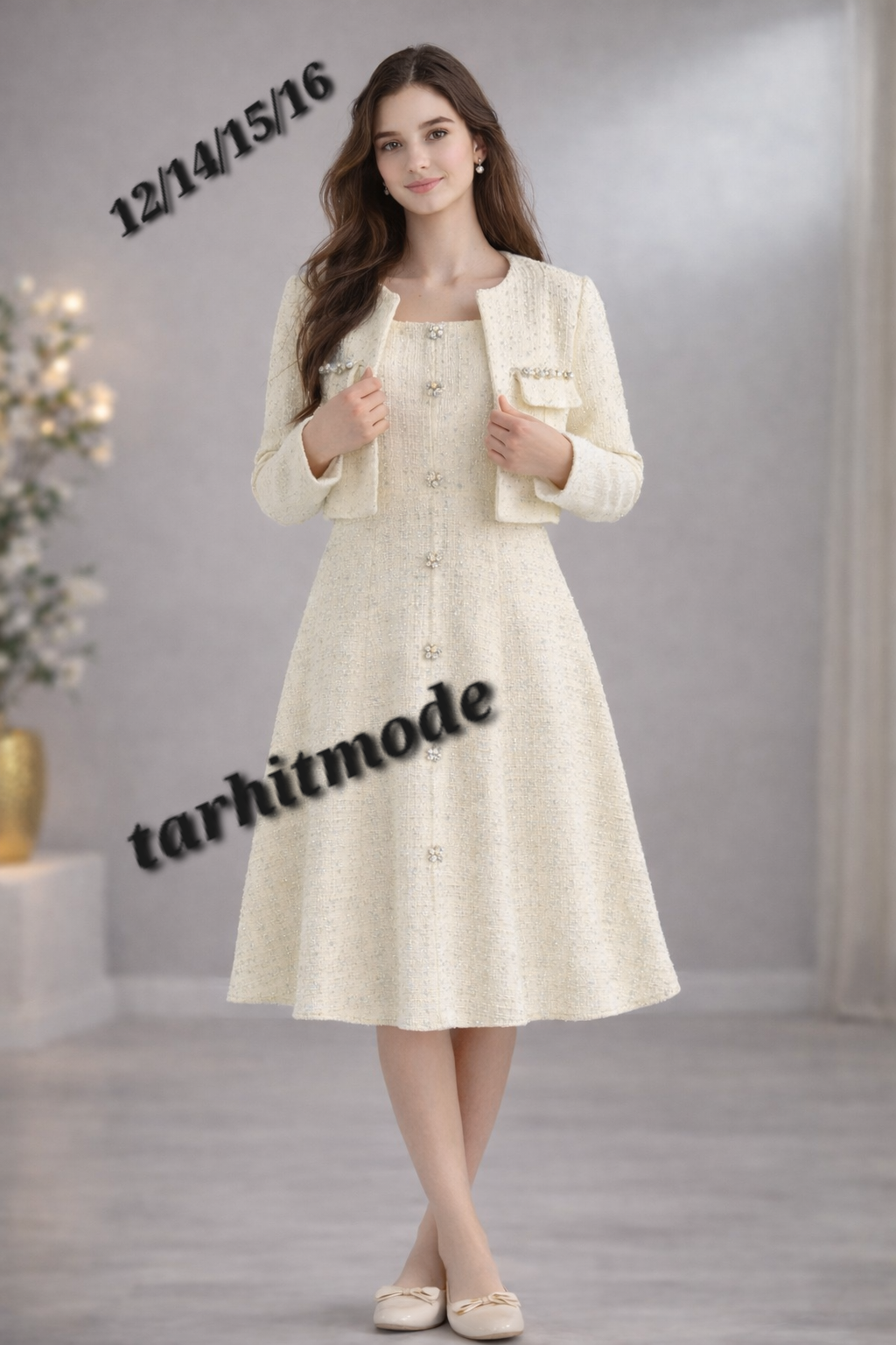 !!! إطلالة كلاسيكية راقية – فستان شنال مع جاكيت انيق