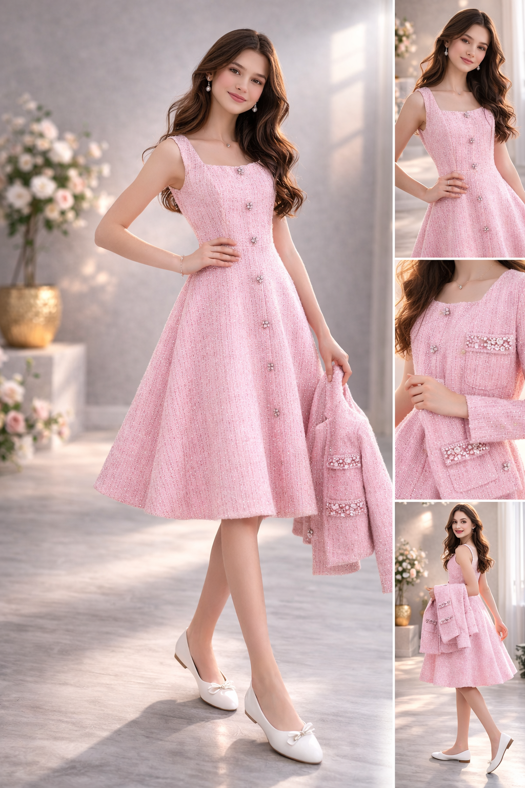 !!! إطلالة كلاسيكية راقية – فستان شنال مع جاكيت انيق